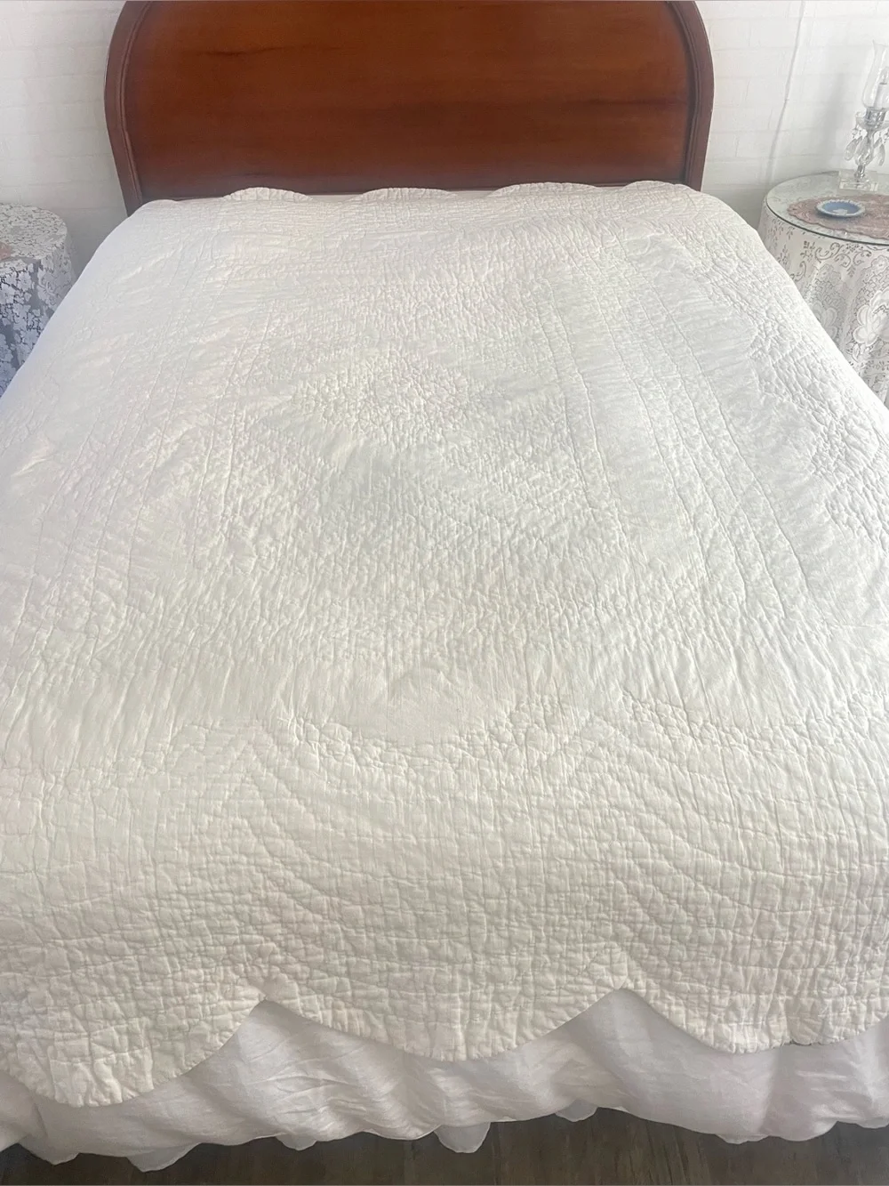 Vintage Waverly Hand Quilted Coverlet Cotton Garden Room Magnolia 72x84